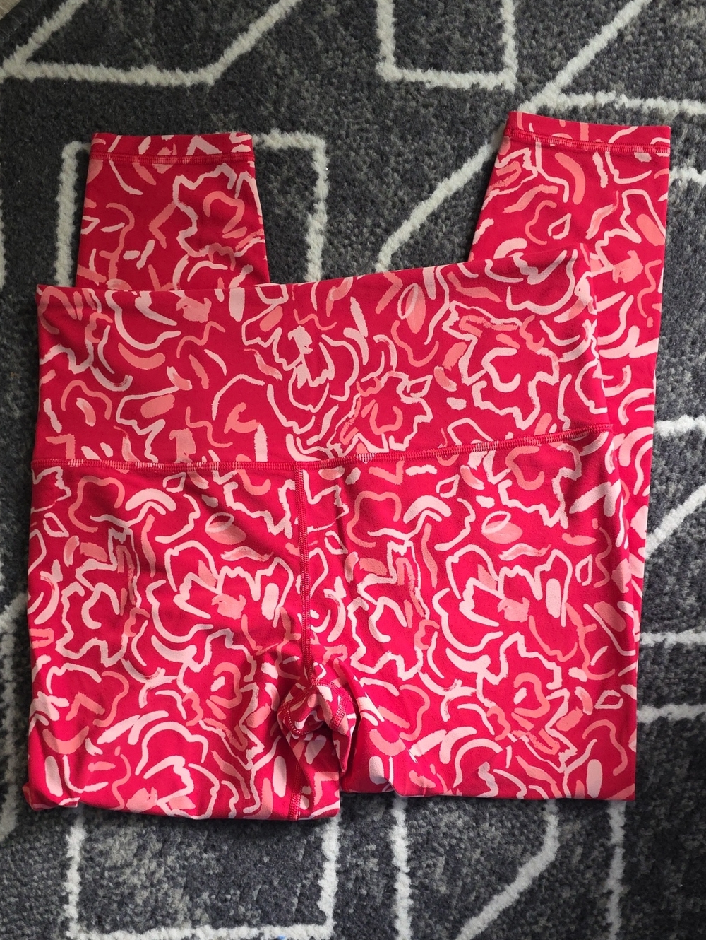 Athleta womens 7/8 Hot Pink Floral-Pattern Leggings